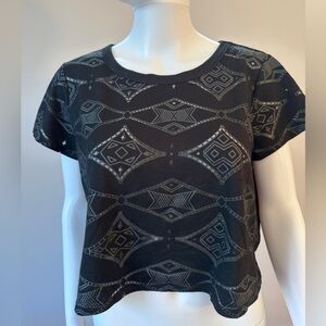 Black Patterned Short Sleeve Tee